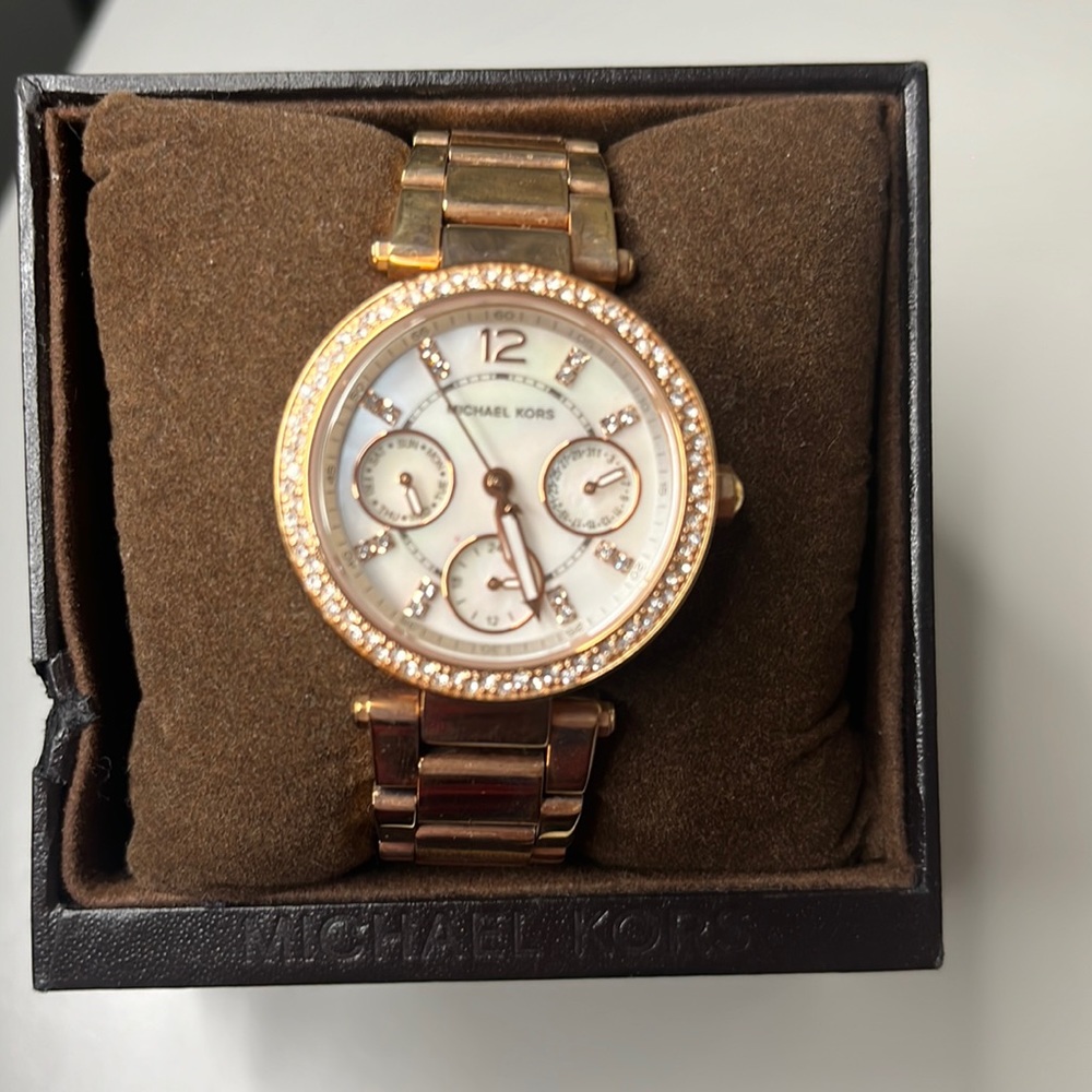 Small Michael Kors rose gold watch worn once